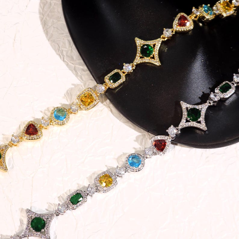 Iced Out Multi-Color Star Diamond Necklace,Hip Hop Jewelry for Men,Luxury Diamond Necklace,Stunning Jewelry Unisex,Boy Girls