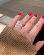 Load image into Gallery viewer, Big Diamond 3 Ct Round Cut Moissanite Engagement Ring, Vintage Pave Set, 4 Claw Prong Solid Gold Anniversary Ring, Ring For Birthday Gift image 8