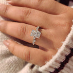 Load image into Gallery viewer, Radiant cut lab grown diamond ring with four claw prong setting.
