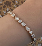Load image into Gallery viewer, Multi-Shape Moissanite Tennis Bracelet | Gold Finish, Bezel Set image 3