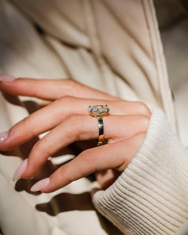 4 CT Oval Cut Engagement Ring 14K Yellow Gold Solitaire Wedding Ring Bridal Ring Oval Diamond Promise Ring Unique Anniversary Gift For Her image 6