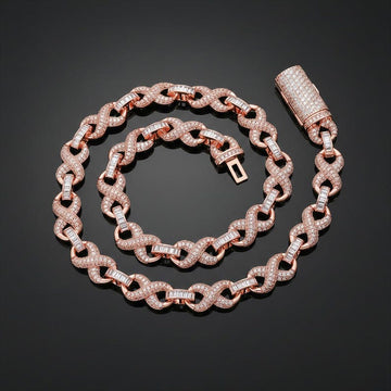 Hip Hop Number symbol 8 Necklace & Bracelet for Men, 10mm 5A CZ Cuban Link Chain image 1
