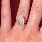 Load image into Gallery viewer, Tulip Pear Lab Diamond Engagement Ring Plain Band E VS IGI image 3