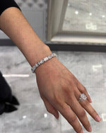 Load image into Gallery viewer, 33 Carat Emerald &amp; Oval Lab Diamond Tennis Bracelet, 14K White Gold Duo Cut Bracelet, Tennis Bracelet, Mens Bracelet, Womens Bracelet image 11