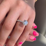 Load image into Gallery viewer, Big Diamond 3 Ct Round Cut Moissanite Engagement Ring, Vintage Pave Set, 4 Claw Prong Solid Gold Anniversary Ring, Ring For Birthday Gift image 2