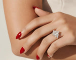 Load image into Gallery viewer, 1 Ct Marquise Cut Moissanite ring , 14k Gold Cluster Engagement ring, Vintage Inspired