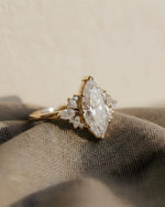 Load image into Gallery viewer, 1 Ct Marquise Cut Moissanite ring , 14k Gold Cluster Engagement ring, Vintage Inspired