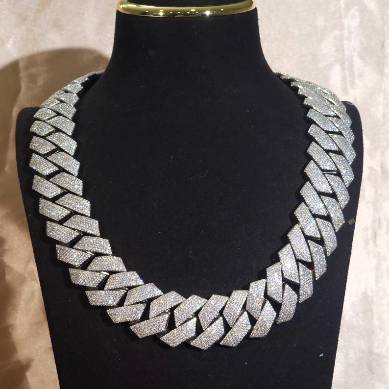 Iced Out 24MM Diamond Cuban Chain,Hip Hop Jewelry,Necklace For Men,Infinity Diamond Choker,Silver Color Chain,Necklace Unisex Gifts