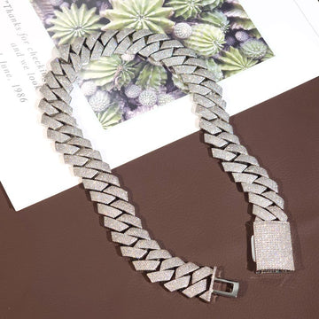 Iced Out 24MM Diamond Cuban Chain,Hip Hop Jewelry,Necklace For Men,Infinity Diamond Choker,Silver Color Chain,Necklace Unisex Gifts
