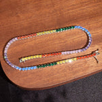 Load image into Gallery viewer, Iced Out 4MM Colorful Diamond Tennis Chain,Hip Hop Jewelry,Necklace For Men,Infinity Diamond Choker,Silver Color Chain,Necklace Unisex Gifts