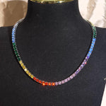 Load image into Gallery viewer, Iced Out 4MM Colorful Diamond Tennis Chain,Hip Hop Jewelry,Necklace For Men,Infinity Diamond Choker,Silver Color Chain,Necklace Unisex Gifts