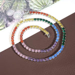 Load image into Gallery viewer, Iced Out 4MM Colorful Diamond Tennis Chain,Hip Hop Jewelry,Necklace For Men,Infinity Diamond Choker,Silver Color Chain,Necklace Unisex Gifts