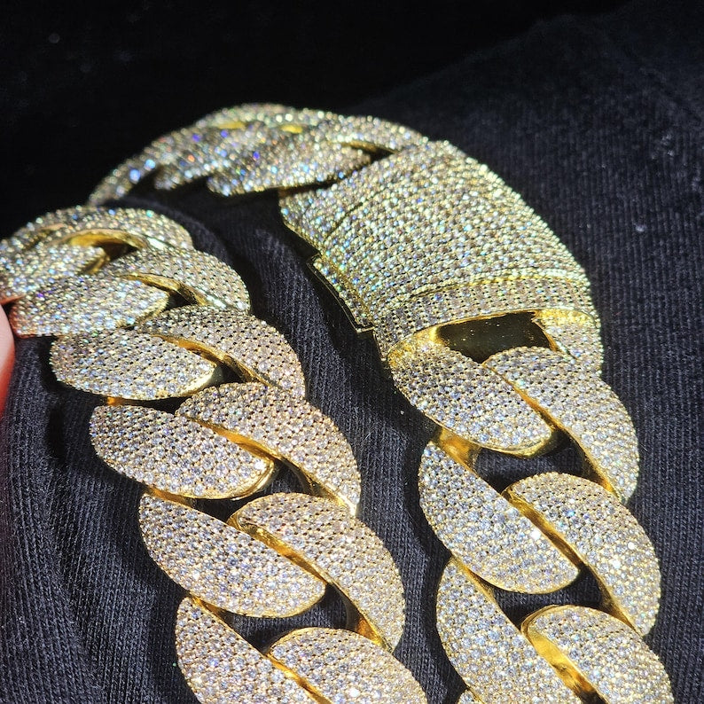 Iced Out 24mm Miami Cuban Link Chain,Mirco Pave Diamond Necklace,Hip Hop Jewelry image 3