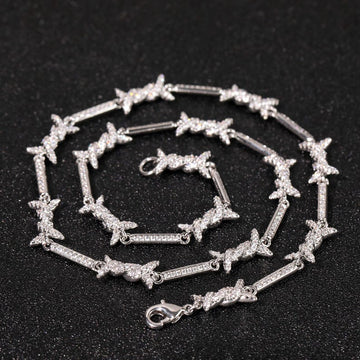 Iced Out Iron Wire Tennis Chain Necklace, Gold Silver Diamond Men's Jewelry image 2
