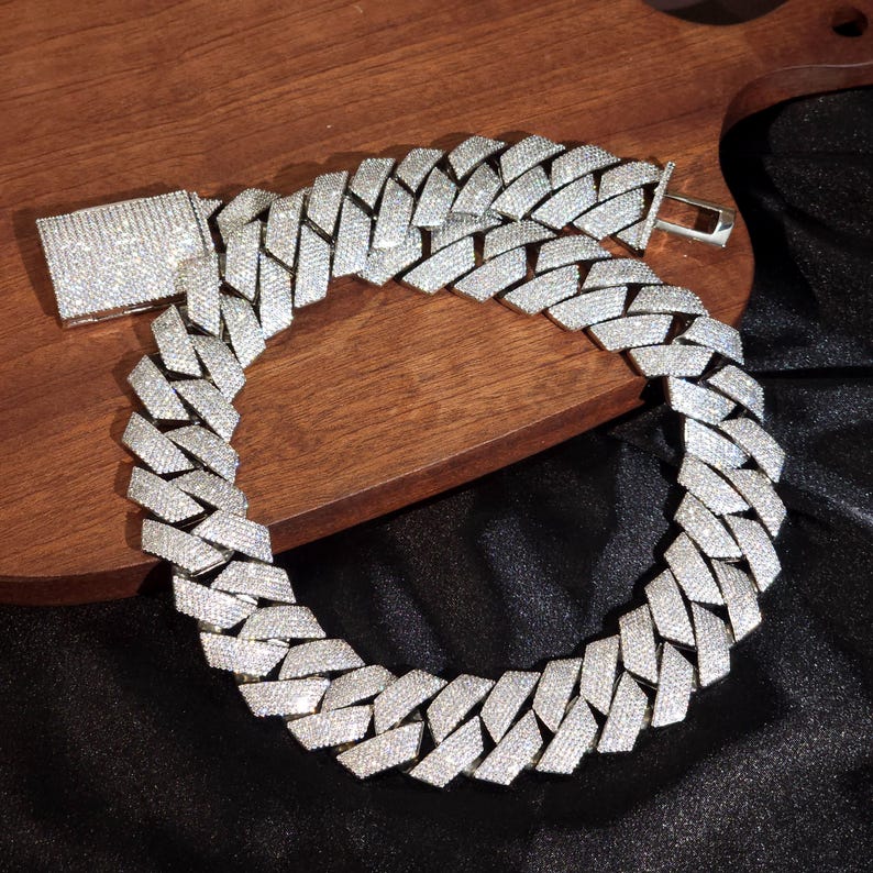Iced Out 24MM Diamond Cuban Chain,Hip Hop Jewelry,Necklace For Men,Infinity Diamond Choker,Silver Color Chain,Necklace Unisex Gifts