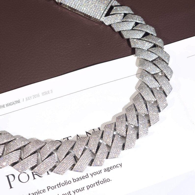 Iced Out 24MM Diamond Cuban Chain,Hip Hop Jewelry,Necklace For Men,Infinity Diamond Choker,Silver Color Chain,Necklace Unisex Gifts