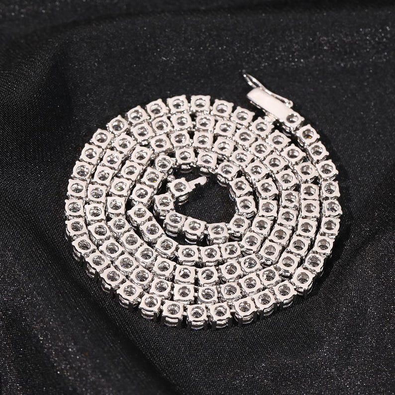 Iced Out 4MM Colorful Diamond Tennis Chain,Hip Hop Jewelry,Necklace For Men image 5