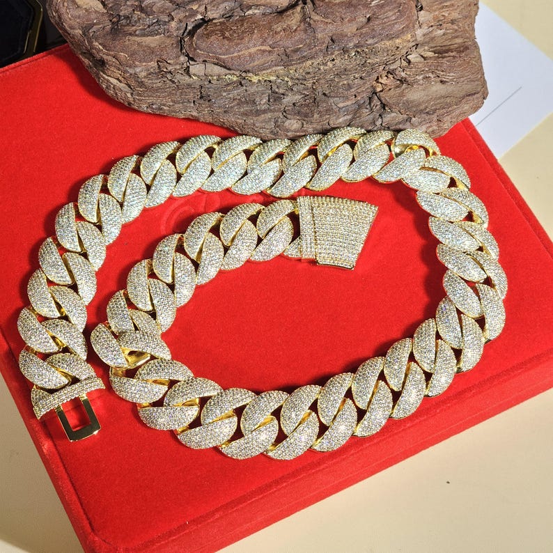 Iced Out 24mm Miami Cuban Link Chain,Mirco Pave Diamond Necklace,Hip Hop Jewelry image 9