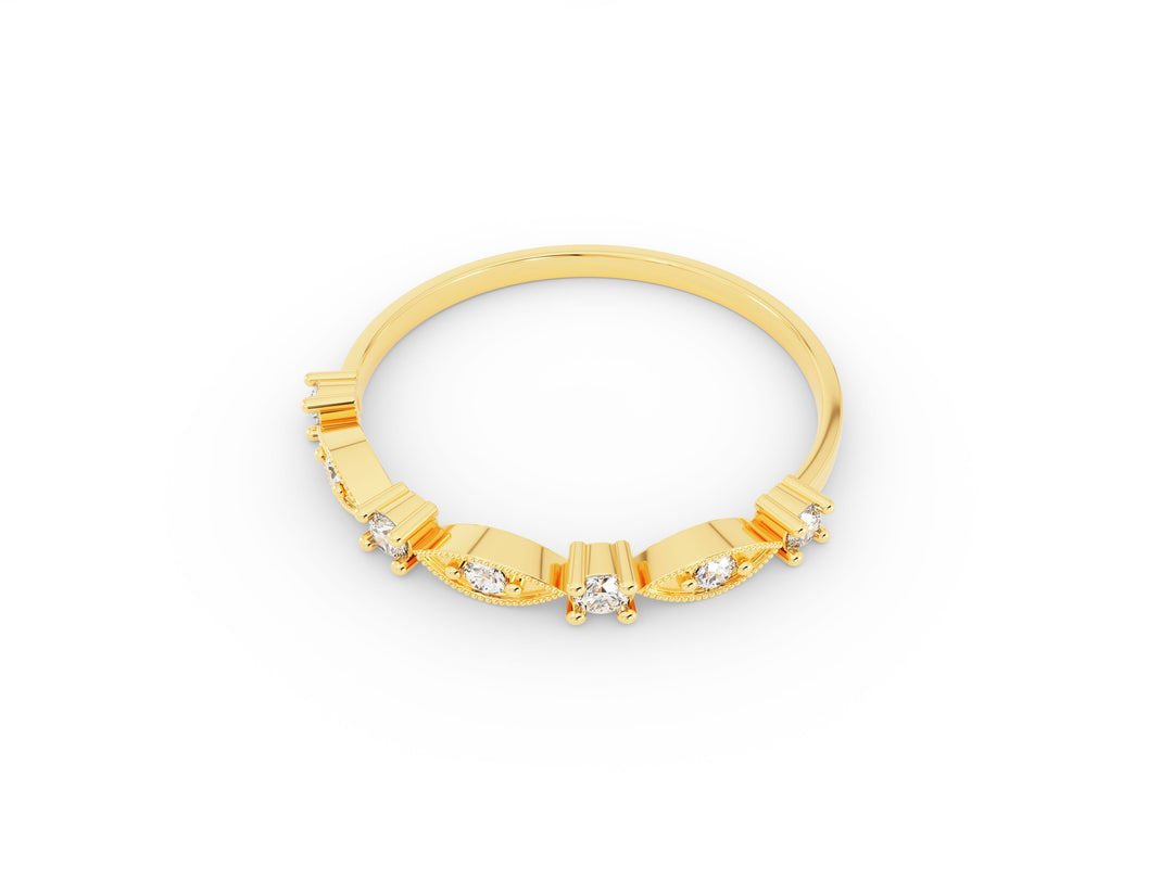 Vintage Stackable Moissanite Wedding Band