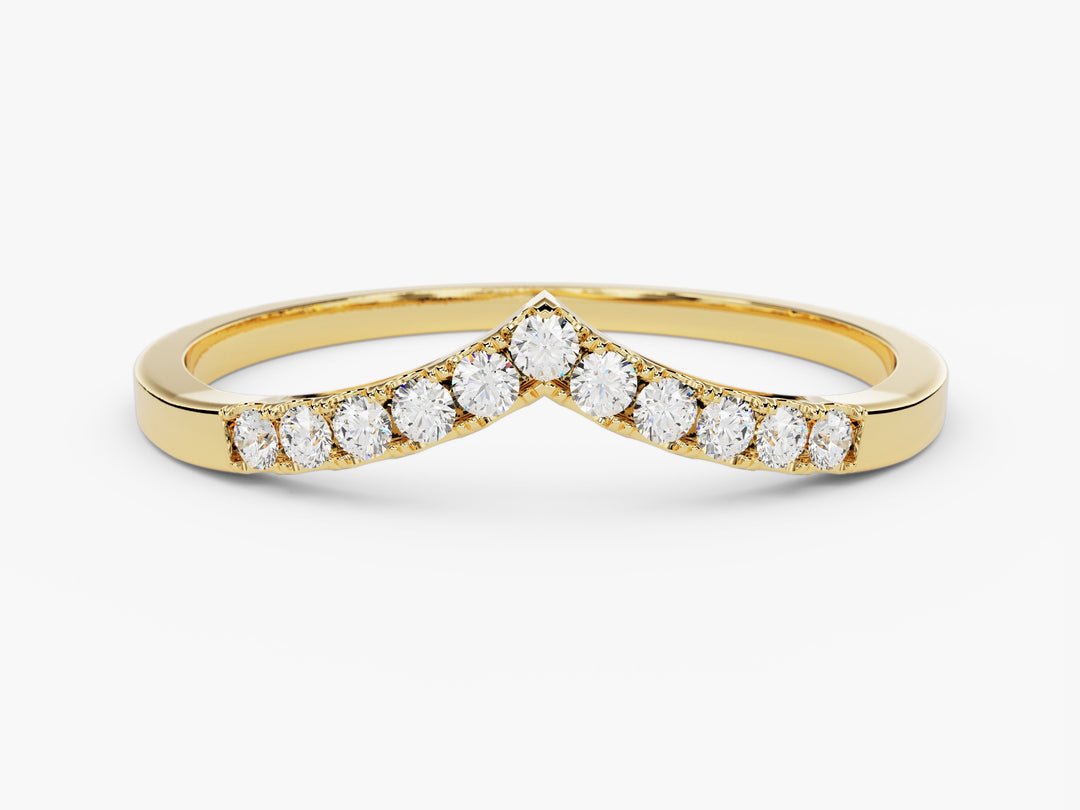 V-shaped Moissanite Wedding Band