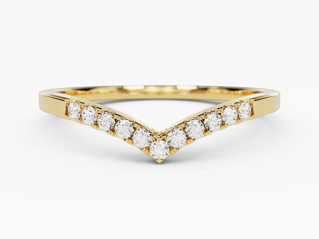 V-shaped Moissanite Wedding Band