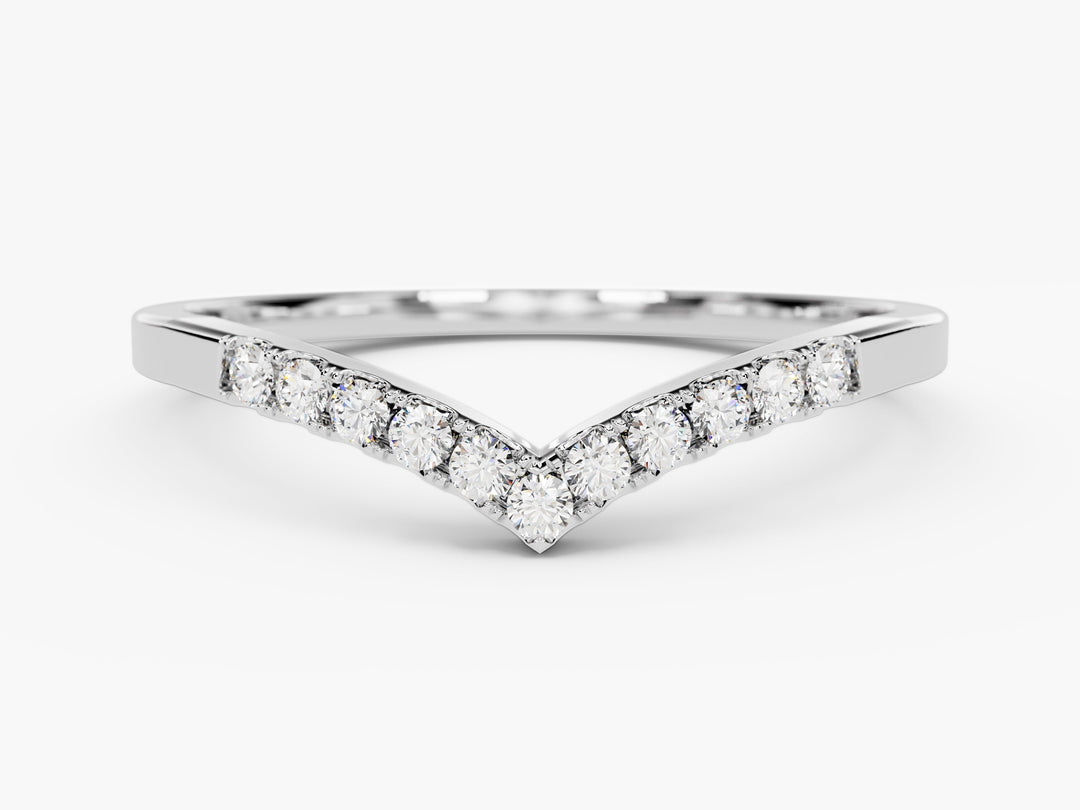 V-shaped Moissanite Wedding Band