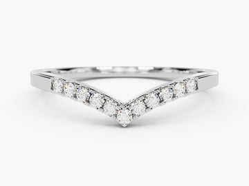 V-shaped Moissanite Wedding Band