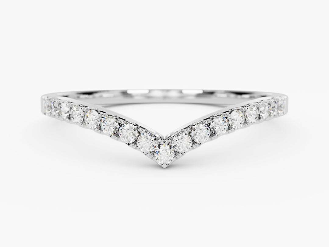 Chevron Moissanite Wedding Band