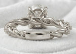 Load image into Gallery viewer, Oval Engagement Ring 3 Carat Moissanite Diamond Gold Twisted Pave Band
