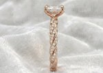 Load image into Gallery viewer, Oval Engagement Ring 3 Carat Moissanite Diamond Gold Twisted Pave Band