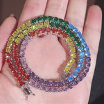 Load and play video in Gallery viewer, Iced Out 5MM Colorful Diamond Tennis Chain,Hip Hop Jewelry,Necklace For Men