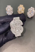 Load and play video in Gallery viewer, Dollar Sign Iced Out Ring