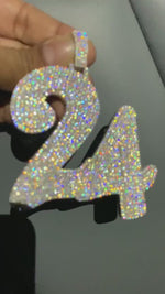 Load and play video in Gallery viewer, Customized Letter Pendant "24" Moissanite Diamond Pendant