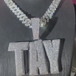 Load and play video in Gallery viewer, Iced Out Custom Two-Line Name Pendant : Customize Letter Pendant
