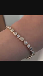 Load and play video in Gallery viewer, Multi-Shape Moissanite Diamond Tennis Bracelet | Bezel Set