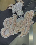 Load and play video in Gallery viewer, Custom Iced Out Pendant 925 Sterling Letter Pendant Rose Gold