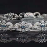 Load and play video in Gallery viewer, Moissanite Diamond Cross Link Bracelet Blue Four-Leaf Clover Bracelet