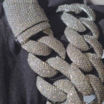Load and play video in Gallery viewer, 24mm Moissanite Cuban Link Chain -pave diamond- 925 Silver- D Colour - Vvs1