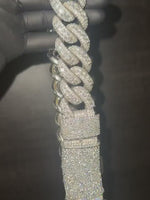 Load and play video in Gallery viewer, 22mm Round Moissanite Diamomd Cuban Link Chain - 925 Silver- D Colour - Vvs1