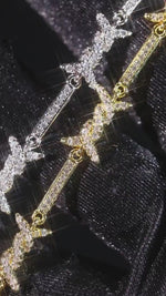 Load and play video in Gallery viewer, Iced Out Iron Wire Tennis Chain Necklace, Gold Silver Diamond Men's Jewelry