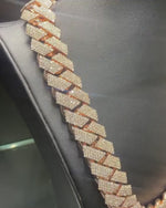 Load and play video in Gallery viewer, 22mm Moissanite Cuban Link Chain - 925 Silver Yellow Gold- D Colour - Vvs1