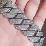 Load and play video in Gallery viewer, 24mm Moissanite Cuban Link Chain - 925 Silver- D Colour - Vvs1