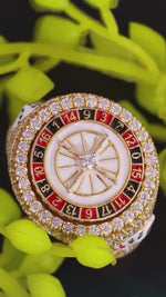 Load and play video in Gallery viewer, Iced Out Roulette Ring | Casino Dice Hip Hop Jewelry