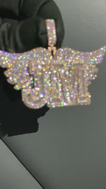 Load and play video in Gallery viewer, Customized Letter Pendant "JM" Moissanite Round and Baguette Diamond
