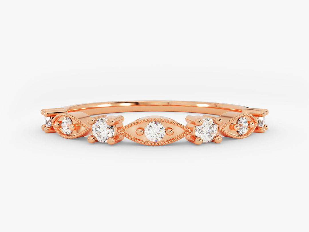 Vintage Stackable Moissanite Wedding Band