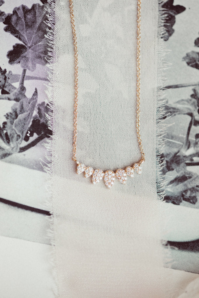 .15 ct Pave Diamond Pears Curved Necklace