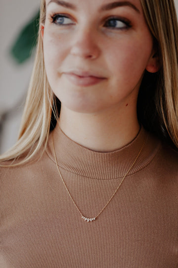 .15 ct Pave Diamond Pears Curved Necklace