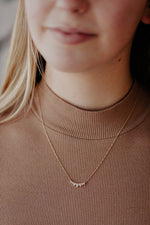 Load image into Gallery viewer, .15 ct Pave Diamond Pears Curved Necklace
