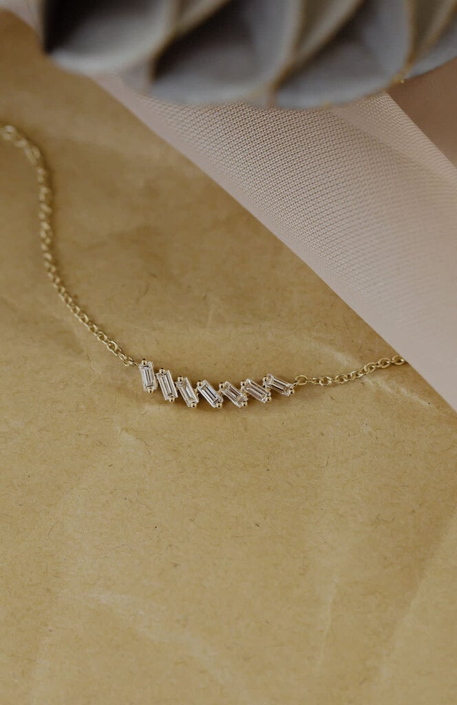 .28 ct Curved Baguette Diamond Necklace