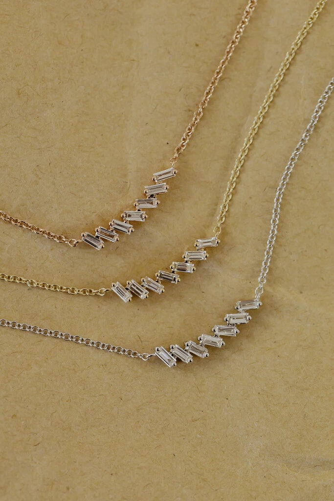 .28 ct Curved Baguette Diamond Necklace